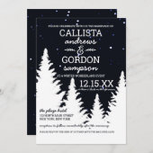 Marineblauw Witte Sneeuw Winter Wonderland Bruilof Kaart (Voorkant / Achterkant)