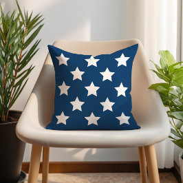 Marineblauw Witte Ster Patroon Patriottisch Buitenkussen