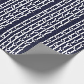 Marineblauw Witte Ster Strepen Cadeaupapier (Hoek)