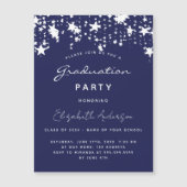 Marineblauw witte sterren Afstudeerfeest luxe Magnetische Uitnodiging (Voorkant)
