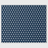 Marineblauw | Witte Stippen Cadeaupapier (Vlak)