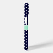 Marineblauw Witte Stippen Mint Naam Initiaal Case-Mate iPhone Case (Achterkant / Rechts)