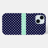 Marineblauw Witte Stippen Mint Naam Initiaal Case-Mate iPhone Case (Achterkant (horizontaal))