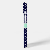 Marineblauw Witte Stippen Mint Naam Initiaal Case-Mate iPhone Case (Achterkant / Links)