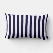 Marineblauw Witte Streep Roze Naam Monogram Kussen (Achterkant)