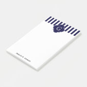 Marineblauw Witte Strepen, Marineblauw Label Monog Post-it® Notes (Schuin)