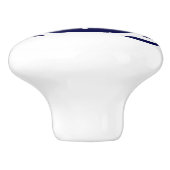 Marineblauw & witte strepen met nautisch bootwiel keramische knop (Zijkant)