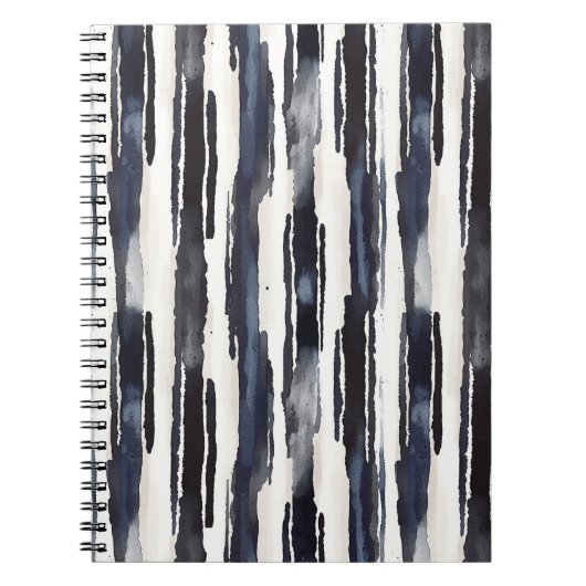 Marineblauw Witte Strepen Notitieboek (Voorkant)