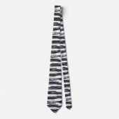 Marineblauw Witte Strepen Stropdas (Voorkant)