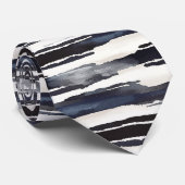 Marineblauw Witte Strepen Stropdas (Opgerold)