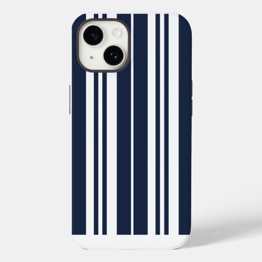 Marineblauw Witte Strepen Vet Case-Mate iPhone Case (Achterkant)