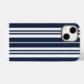 Marineblauw Witte Strepen Vet Case-Mate iPhone Case (Achterkant (horizontaal))
