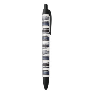 Marineblauw Witte Strepen Zwarte Inkt Pen