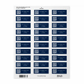 Marineblauw zakelijk qr code retouradres etiket (Full Sheet)