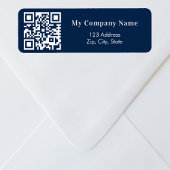 Marineblauw zakelijk qr code retouradres etiket