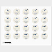 Marineblauw zeeschelp strand levenscyclus adreslab ronde sticker (Vel)