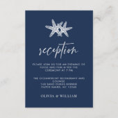 Marineblauw zeesterren strand bruiloft receptie informatiekaartje (Voorkant)