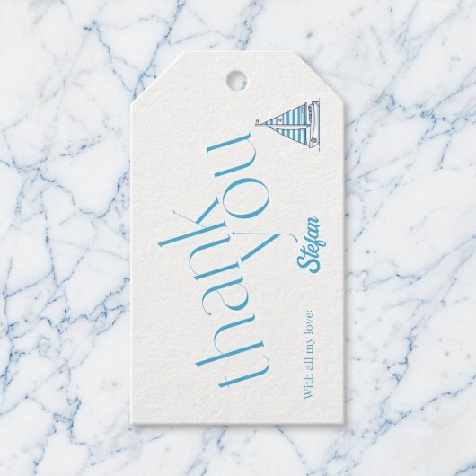 Marineblauw Zeilboot Dank Je Cadeaulabel