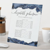 Marineblauw zilver agaat bedrijfsprijs reclamebord met voetstuk (Insitu)