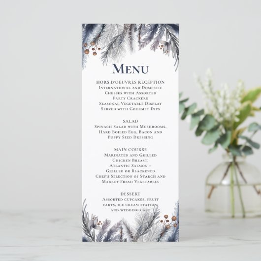 Marineblauw, Zilver, Blauw Grijs Menu (Staand voorkant)