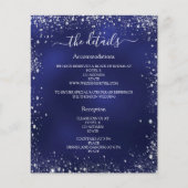 Marineblauw zilver budget bruiloft programma detai flyer (Voorkant)