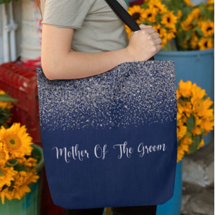 Marineblauw Zilver Glitter Bruiloft Moeder Van de Tote Bag