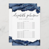 Marineblauw zilver grijs agaat bedrijfsprijs kaart (Voorkant / Achterkant)