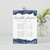 Marineblauw zilver grijs agaat bedrijfsprijs kaart (Staand voorkant)