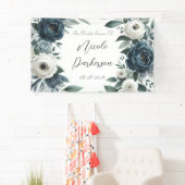 Marineblauw & Zilver Ivoren Bloem Bruidsdouche Spandoek (Insitu)