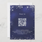 Marineblauw zilver QR-code RSVP luxe bruiloft Kaart (Achterkant)