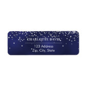 Marineblauw zilver retouradres etiket (Voorkant)