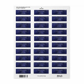 Marineblauw zilver retouradres etiket (Full Sheet)