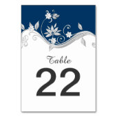  marineblauw zilver wit bloementafel Kaarten (Voorkant)