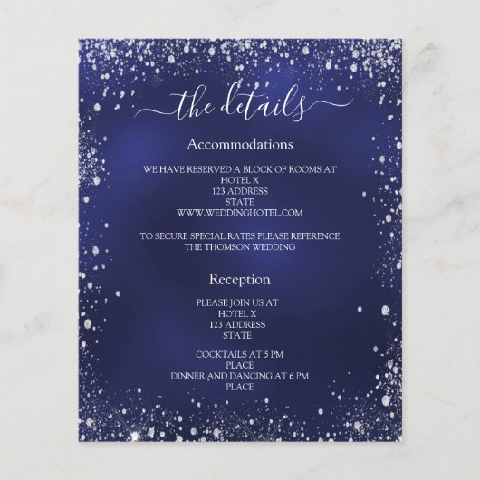 Marineblauw zilveren bruiloft programma details QR (Voorkant)