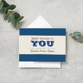 Marineblauw & Zilveren dank u nota nemen van Bedankkaart