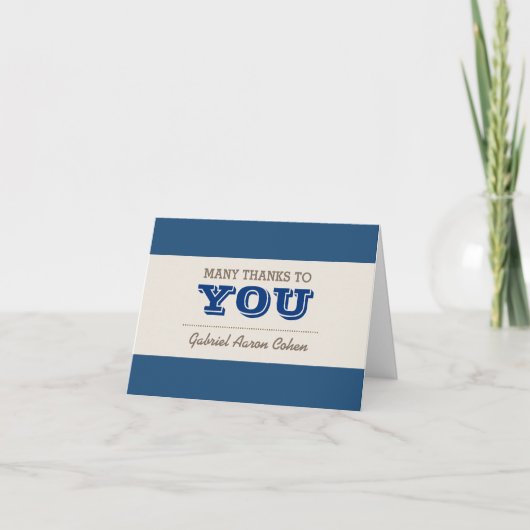 Marineblauw & Zilveren dank u nota nemen van Bedankkaart (Voorkant)