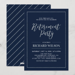 Marineblauw & Zilveren Frame | Moderne Verjaardags Kaart