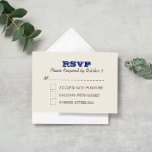 Marineblauw & Zilveren RSVP-kaart