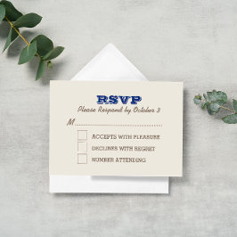 Marineblauw & Zilveren RSVP-kaart RSVP Kaartje
