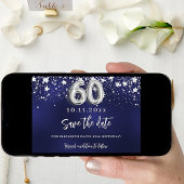 Marineblauw zilveren sterren 60e verjaardag save the date