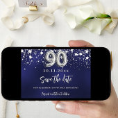 Marineblauw zilveren sterren 90ste verjaardag save the date