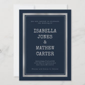 Marineblauw zilveren typemachine lettertype rustie kaart (Voorkant)