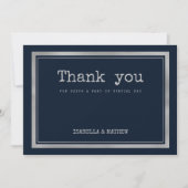 Marineblauw zilveren typemachine lettertype rustie kaart (Voorkant)