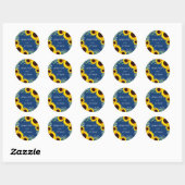 Marineblauw Zonnebloem Bruiloft Sticker (Vel)