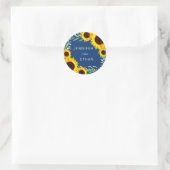 Marineblauw Zonnebloem Bruiloft Sticker (Tas)