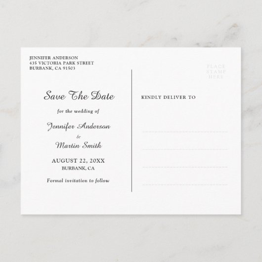 Marineblauw Zonnebloem Eucalyptus Baby's Breath Aankondigingskaart (Achterkant)