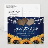 Marineblauw Zonnebloem Eucalyptus Baby's Breath Aankondigingskaart (Voorkant / Achterkant)