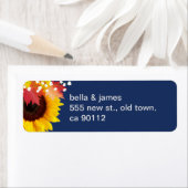 Marineblauw Zonnebloem retour adreslabels Etiket (Insitu)