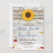 Marineblauw Zonnebloem Roos Houten Kant Rustieke B Kaart (Voorkant)