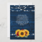 Marineblauw Zonnebloem Roos Houten Kant Rustieke B Kaart (Achterkant)